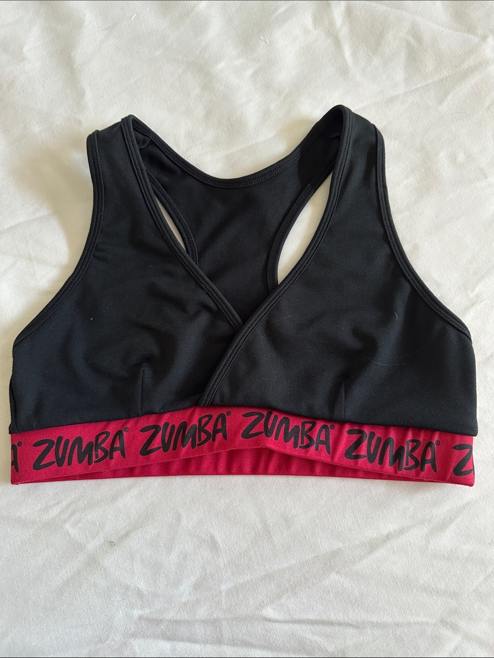 Zumba Fitness Black Sports Bra with Red Branded Band